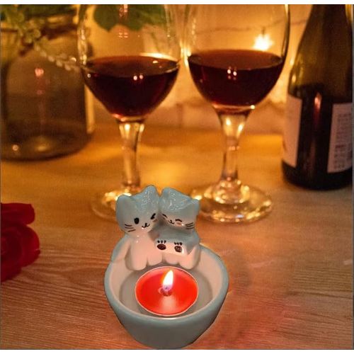 Cartoon Kitten Resin Candle Holder Cute For Girl Women