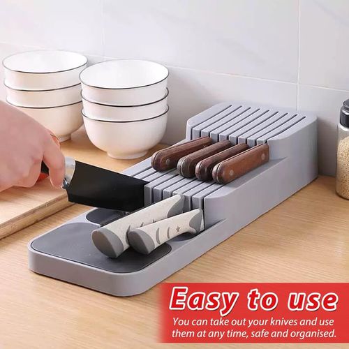2-tier Knife Drawer Organizer Kitchen Storage For 9 Knives
