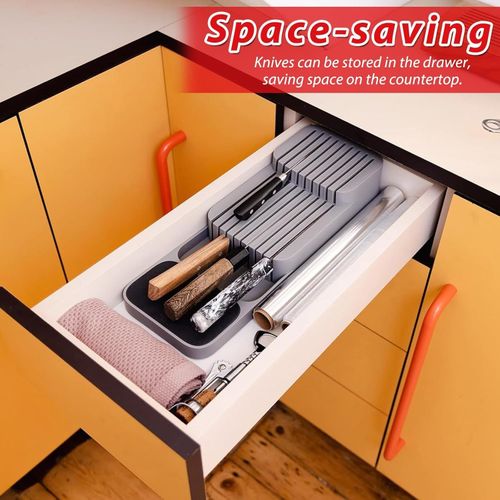 2-tier Knife Drawer Organizer Kitchen Storage For 9 Knives