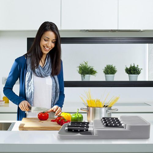 2-tier Knife Drawer Organizer Kitchen Storage For 9 Knives