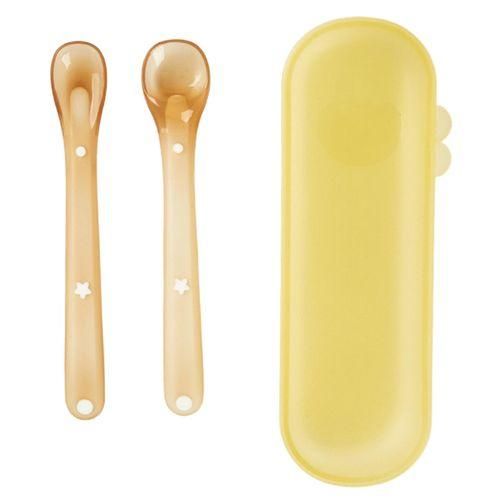 Gum Baby Spoon Gentlebite Baby Silicone Spoon Set Safe Soft for Infant Brown