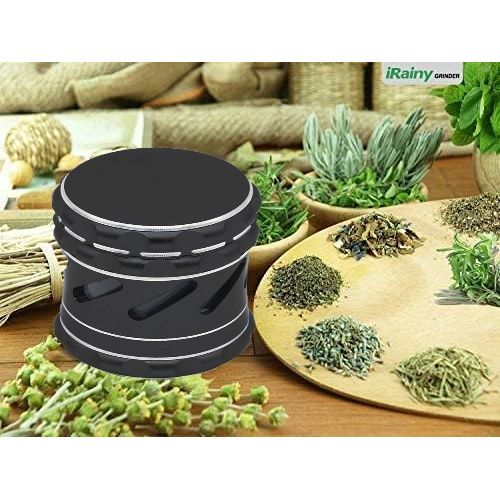 Metal Herb Grinder Removable Mess Screen Easy Clean Black