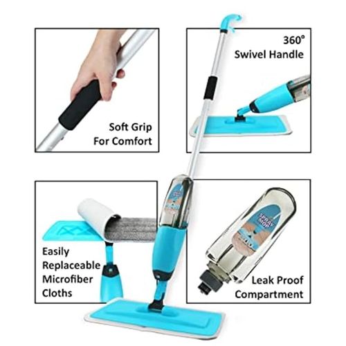 360&deg; Spray Mop Washable Pad Set Floor Clean For Home Office
