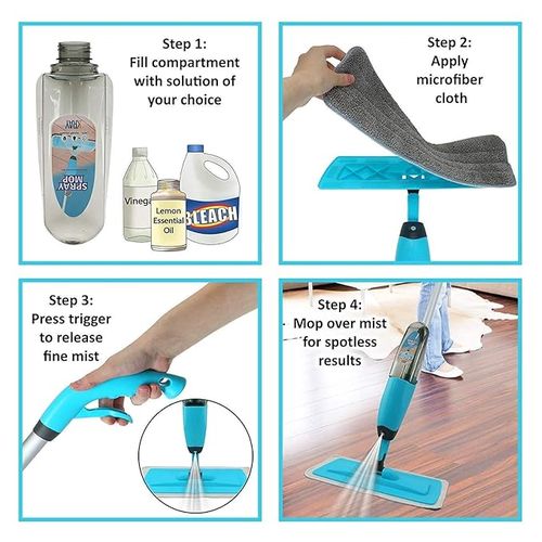 360° Spray Mop Washable Pad Set Floor Clean For Home Office