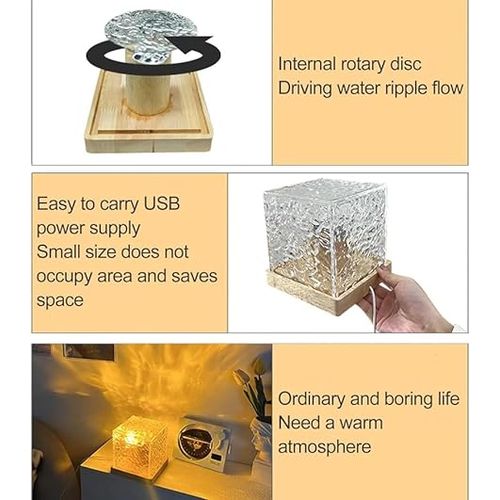 Dynamic Water Ripple Projection 3Colors  Control Night Lamp