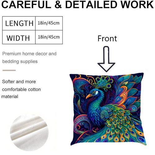18x18in Peacock Decorative Throw Pillow Case For Home Office