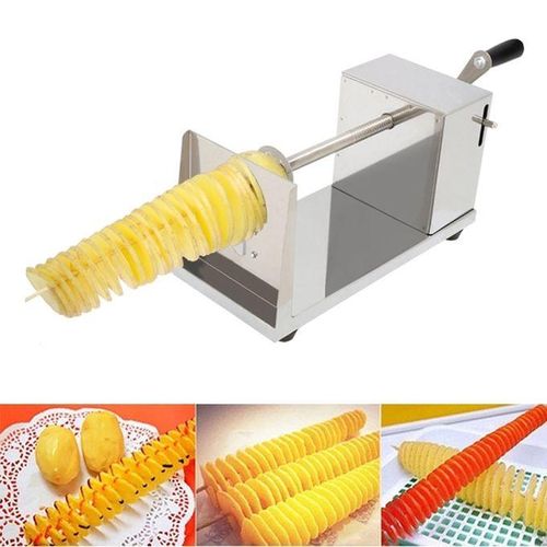 Sunsky Stainless Steel Manual Spiral Tornado Tower Hand Shake Potato Rotary Chips Twister Slicer Cutter