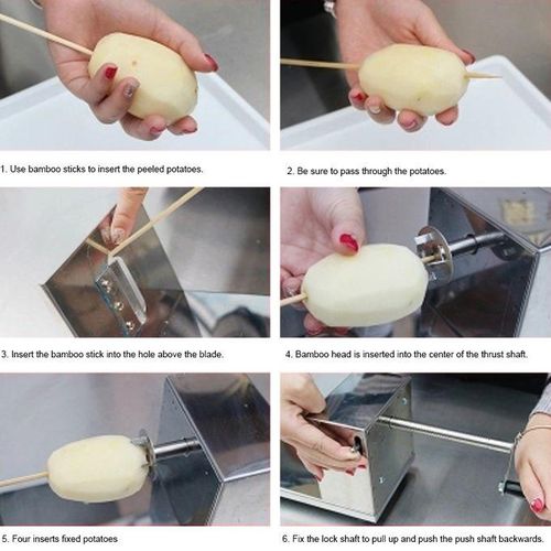 Sunsky Stainless Steel Manual Spiral Tornado Tower Hand Shake Potato Rotary Chips Twister Slicer Cutter