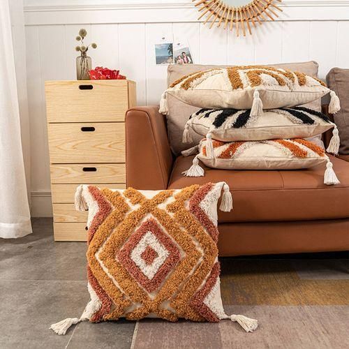 Chic Country Bohemia Cotton Throw Pillow Cushion Cover Tufted Brown