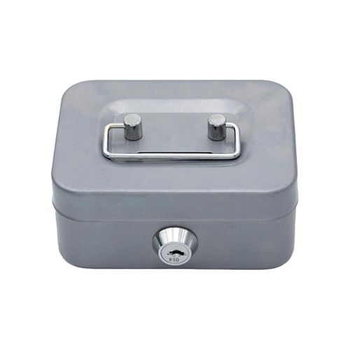 Money Box with Key 4.5inch Metal Cash Box Steel Cash Safe Box Petty Cash Deposit Tin with Lock 2 Keys Safety Storage Box Coin Bank More