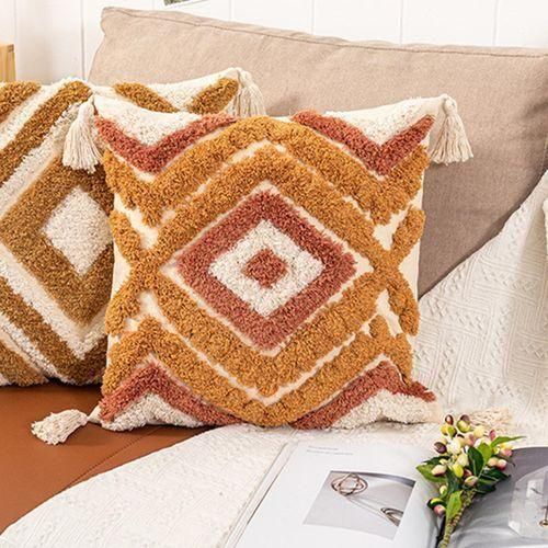 Boho Style Throw Pillow Covers Tassel Sofa Cushion Cases Decor Brown