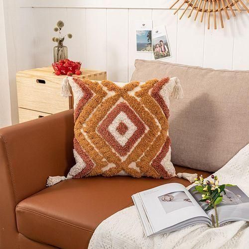 Boho Style Throw Pillow Covers Tassel Sofa Cushion Cases Decor Brown