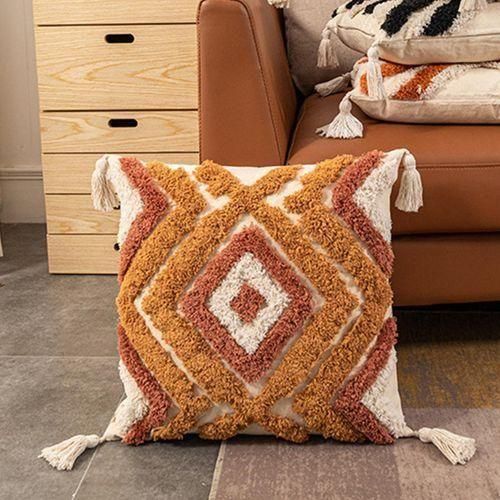 Boho Style Throw Pillow Covers Tassel Sofa Cushion Cases Decor Brown
