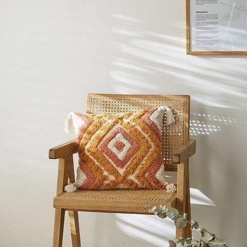 Boho Style Throw Pillow Covers Tassel Sofa Cushion Cases Decor Brown