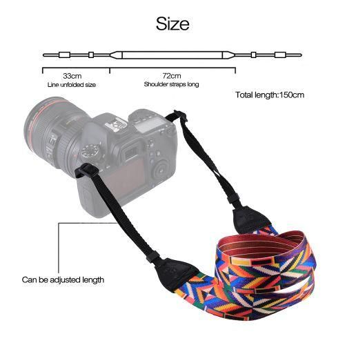 Retro Style Double Cotton Yard Colorful Pattern Shoulder Neck Strap Camera Strap Bags Wristband for  SLR DSLR Cameras PU6008C