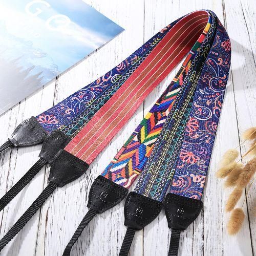 Retro Style Double Cotton Yard Colorful Pattern Shoulder Neck Strap Camera Strap Bags Wristband for  SLR DSLR Cameras PU6008C