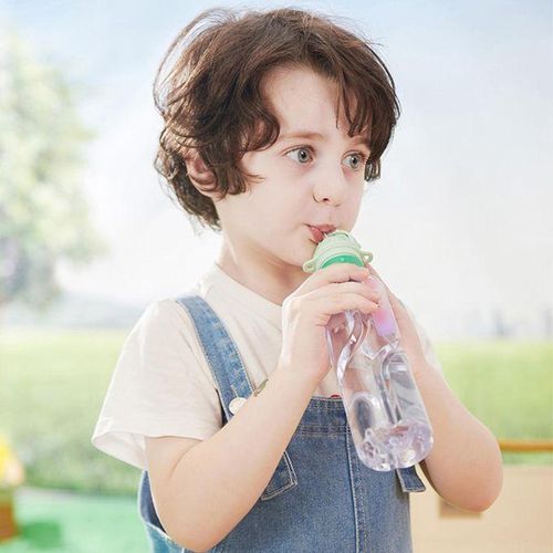 Water Bottle Cap With Straw Fits 28mm Green With Strap