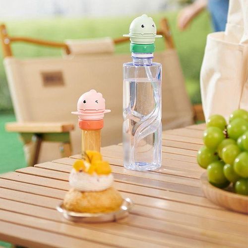 Water Bottle Cap With Straw Fits 28mm Green With Strap