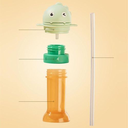 Baby Water Bottle Cap With Straw Juice Green With Strap