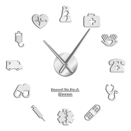 Proud To Be A Nurse Doctor & Nurse Kit DIY 3D Large Mute Wall Clock Medical Office Hospital Wall Art Decor  Hands Watch