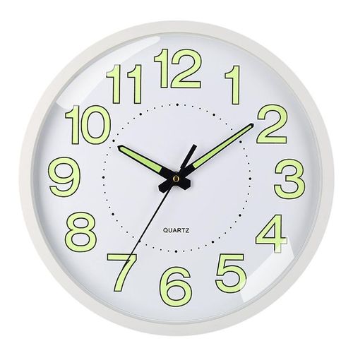 12inch Luminous Wall Clock Non-Ticking Illuminated Clock Energy-Absorbing Numerals&Hands Wall Time Clock for Bedroom Living Room