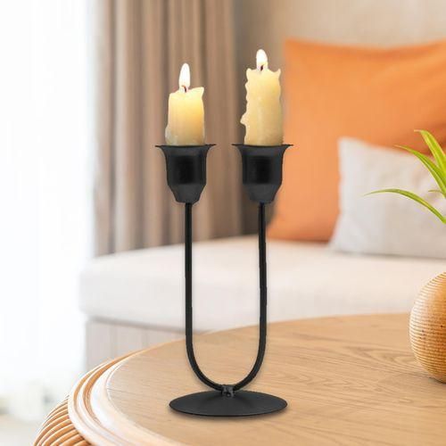 Metal Candle Holder 2 Arm Iron Candle Stick Holder Big