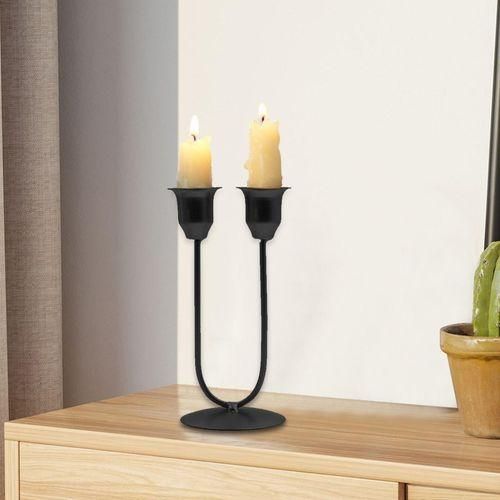 Metal Candle Holder 2 Arm Iron Candle Stick Holder Big