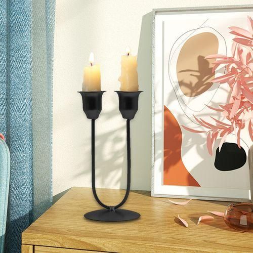 Metal Candle Holder 2 Arm Iron Candle Stick Holder Big