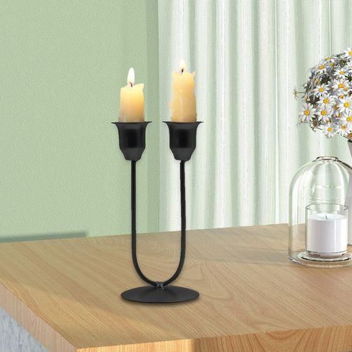 Metal Candle Holder 2 Arm Iron Candle Stick Holder Big