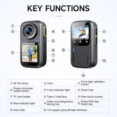 4K30FPS Sports Camera WiFi Camera Dual Screen 6Axis