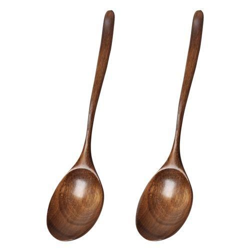 Vintage Chinese Style Handcrafted Wooden Soup Spoon 2 Pcs, NO5124