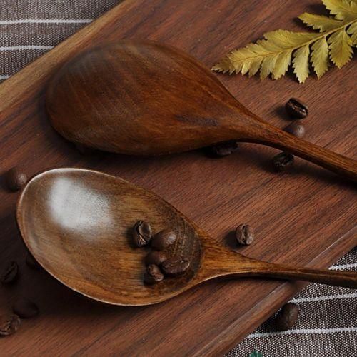Vintage Chinese Style Handcrafted Wooden Soup Spoon 2 Pcs, NO5124