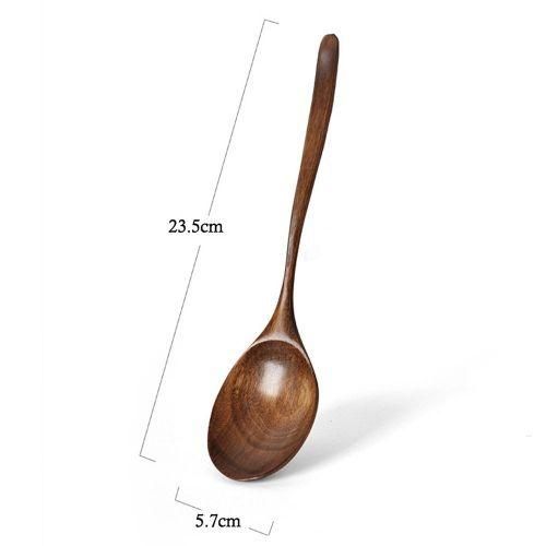 Vintage Chinese Style Handcrafted Wooden Soup Spoon 2 Pcs, NO5124