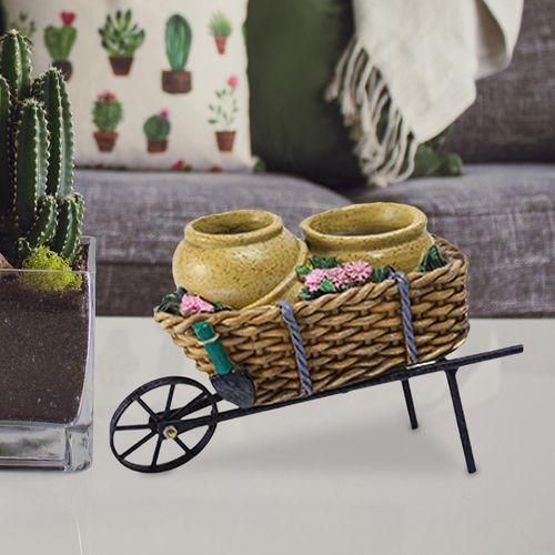 Cart Flower Pot Ornamental Reusable Wheel Barrow For