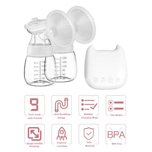 Electric Breast Pump 2 Modes 9 Suction Levels Portable