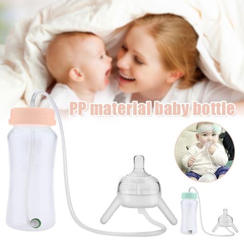 Baby Bottle With Long Straw 300ml Self Feeding Baby Bottle Handless Not Toxic New NO5289