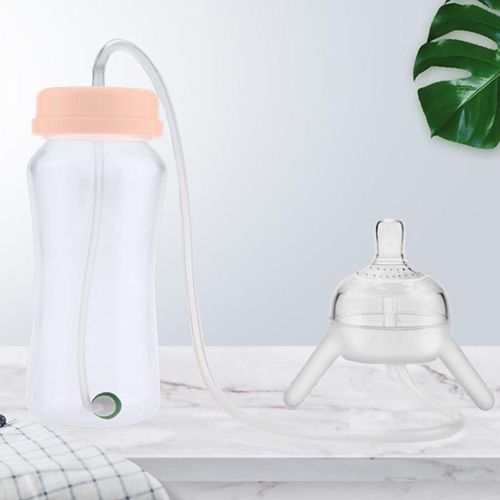 Baby Bottle With Long Straw 300ml Self Feeding Baby Bottle Handless Not Toxic New NO5289