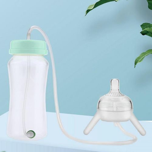 Baby Bottle With Long Straw 300ml Self Feeding Baby Bottle Handless Not Toxic New NO5289