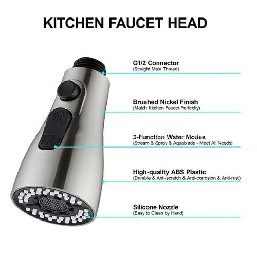 New Three-Function Double-Blade Water Pumping Shower Kitchen Dish Basin Withdrawing Faucet Shower Head Accessories Abs G1/2'