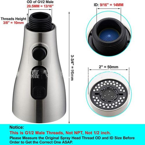 New Three-Function Double-Blade Water Pumping Shower Kitchen Dish Basin Withdrawing Faucet Shower Head Accessories Abs G1/2'