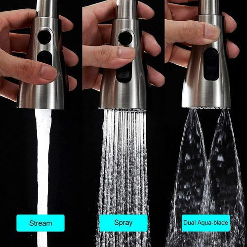 New Three-Function Double-Blade Water Pumping Shower Kitchen Dish Basin Withdrawing Faucet Shower Head Accessories Abs G1/2'