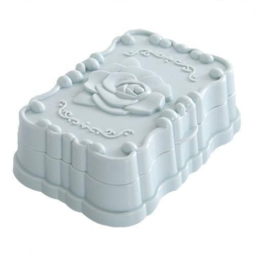 Soap Storage Dish Practical Dustproof Rose Pattern Portable Soap Holder Storage Box For Travel Business Trip HomeBlue