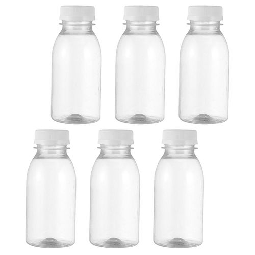 6pcs Clear Milk Bottle Pet Juice Shot Bottles Refrigerator Household Outdoor Breakfast Lunch Water Dispensers Honey Sauce er