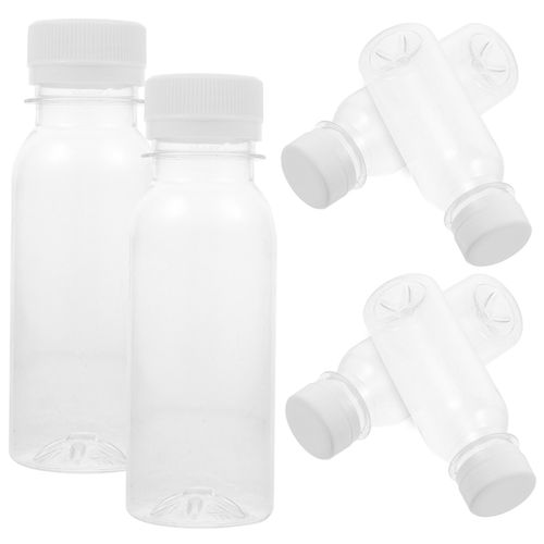 6pcs Clear Milk Bottle Pet Juice Shot Bottles Refrigerator Household Outdoor Breakfast Lunch Water Dispensers Honey Sauce er
