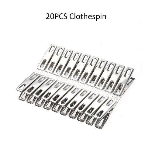 20 Pcs Clothespins Stainless Steel Clothes Clips Metal