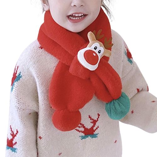 Baby Cartoon Plush Scarf Adorable Design Thickened Cross Scarf Winter Use for Infants Toddlers Babies,Red NO5116
