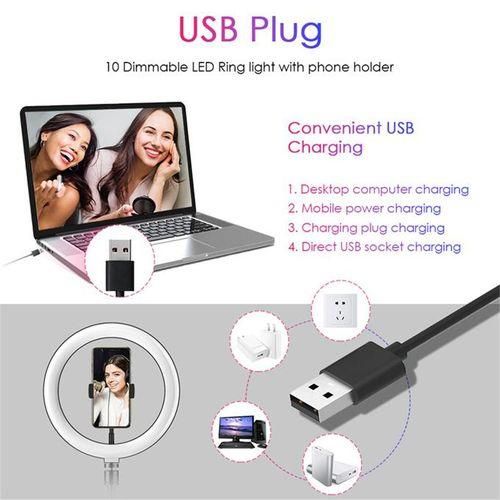 26cm LED Ring Light USB Desktop Projector Tripod Kit for Camera Cell Phone Selfie Youtube Live Video Photography FH019 Ring Light