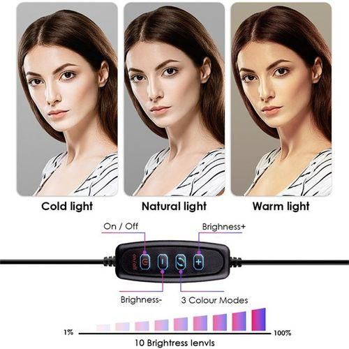 26cm LED Ring Light USB Desktop Projector Tripod Kit for Camera Cell Phone Selfie Youtube Live Video Photography FH019 Ring Light