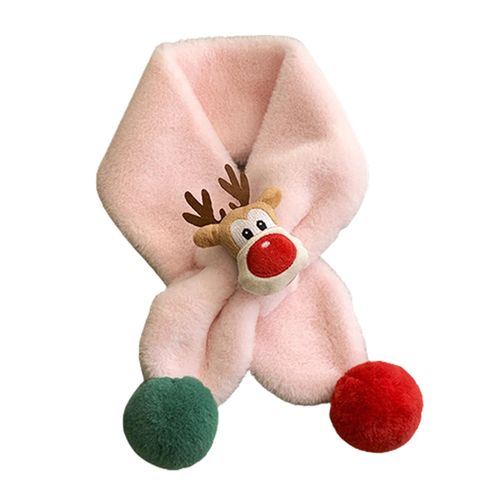 Baby Cartoon Plush Scarf Adorable Design Thickened Cross Scarf Winter Use for Infants Toddlers Babies,Pink NO5115