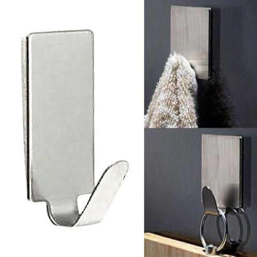 6Pcs Stainless Steel Sticky Adhesive Seamless Wall Hook Towel Clothes Hanger